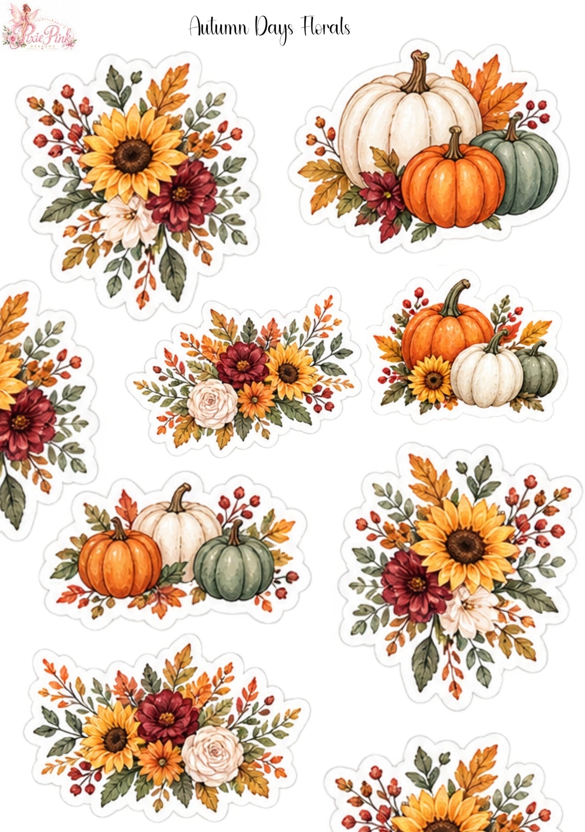 *TANGIBLE* Autumn Days Florals Sticker Sheet