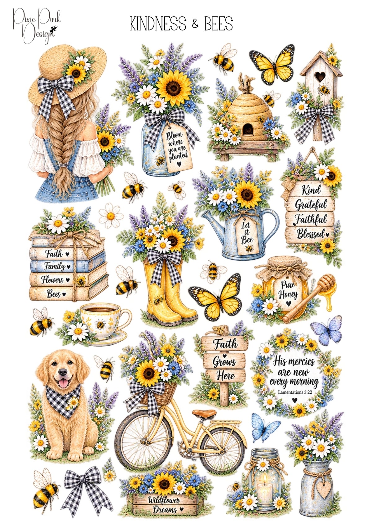 *PRINTABLE* Kindness & Bees Sticker Sheet