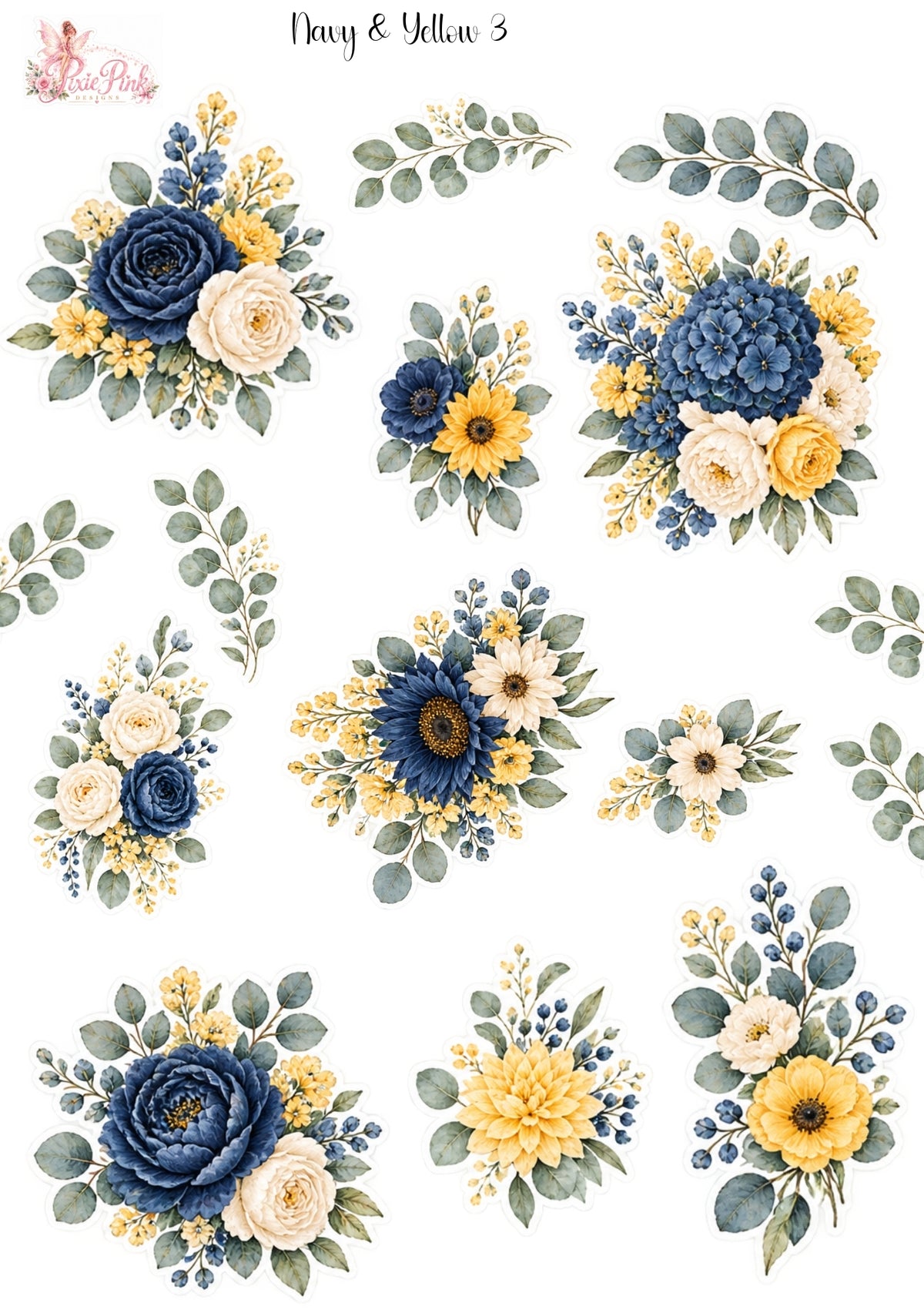 *PRINTABLE* Navy & Yellow 3 Sticker Sheet