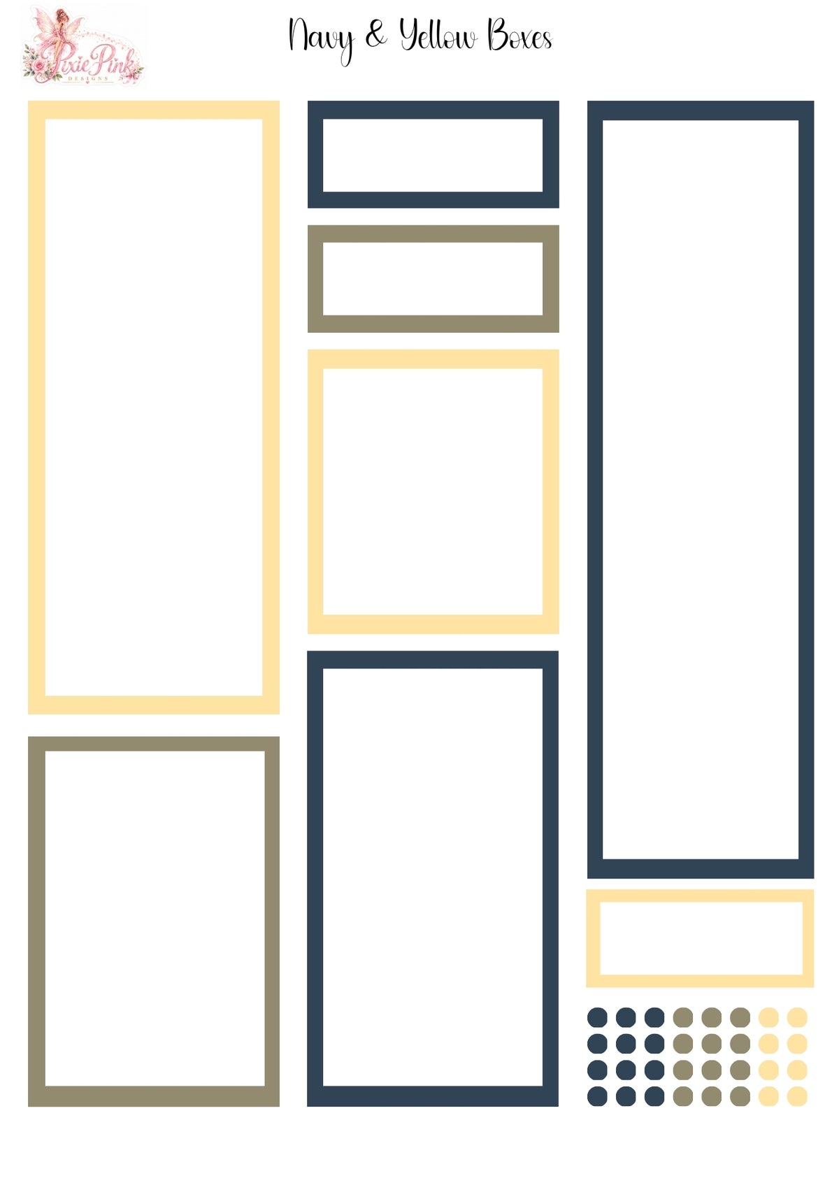 *PRINTABLE* Navy & Yellow Boxes Sticker Sheet