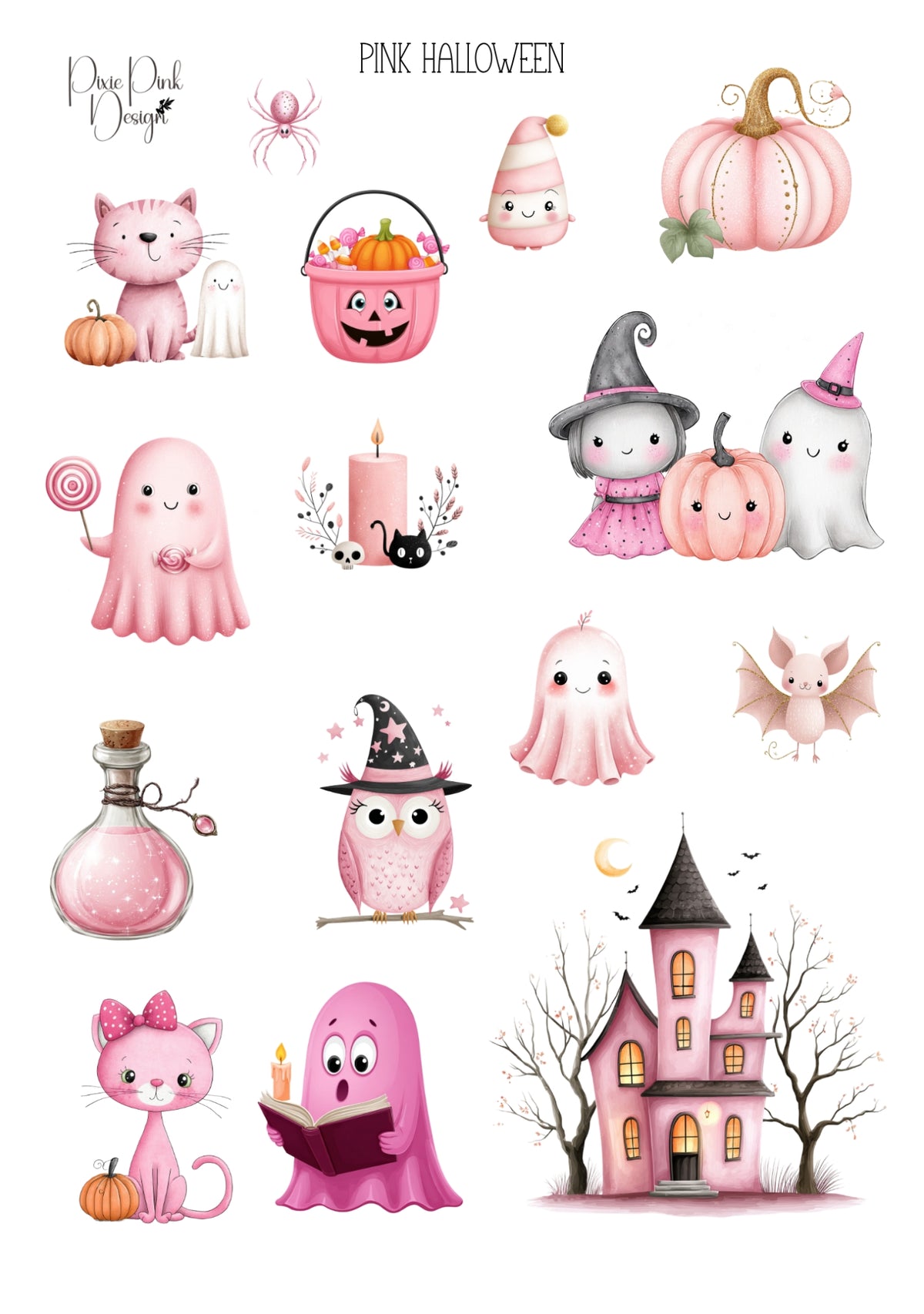 *PRINTABLE* Pink Halloween Sticker Sheet