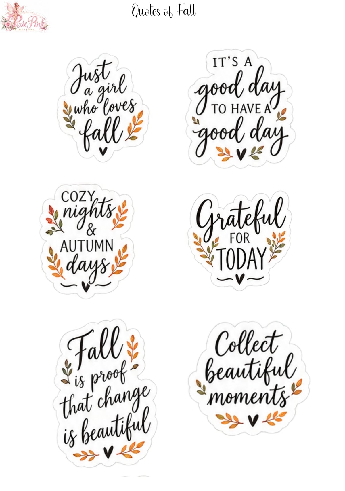 *PRINTABLE* Quotes of Fall Sticker Sheet