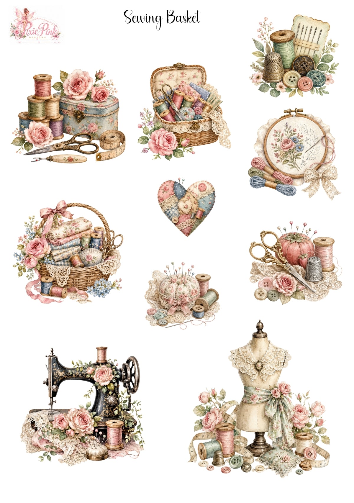 *PRINTABLE* Sewing Basket Sticker Sheet