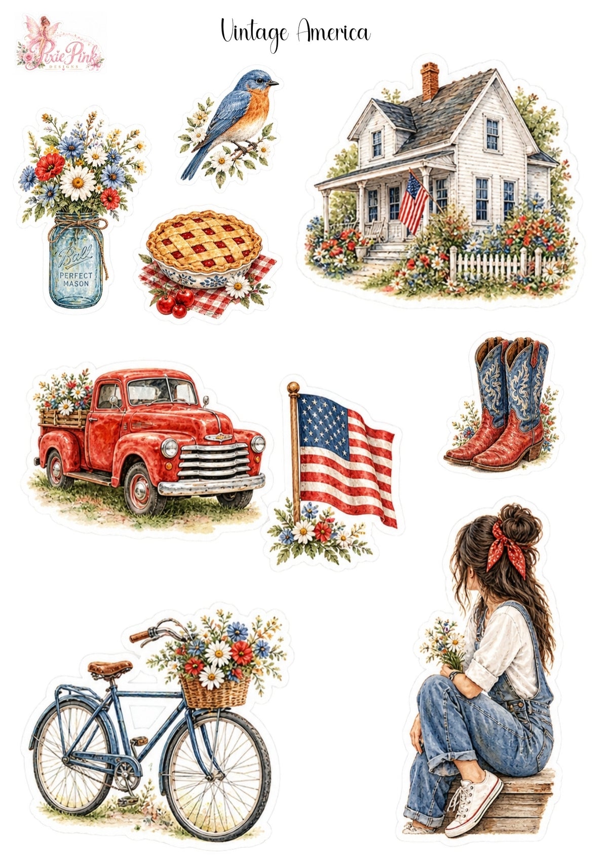 *TANGIBLE* Vintage America Sticker Sheet