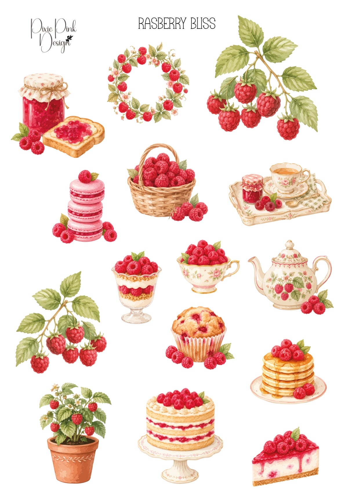 *PRINTABLE* Raspberry Bliss Sticker Sheet