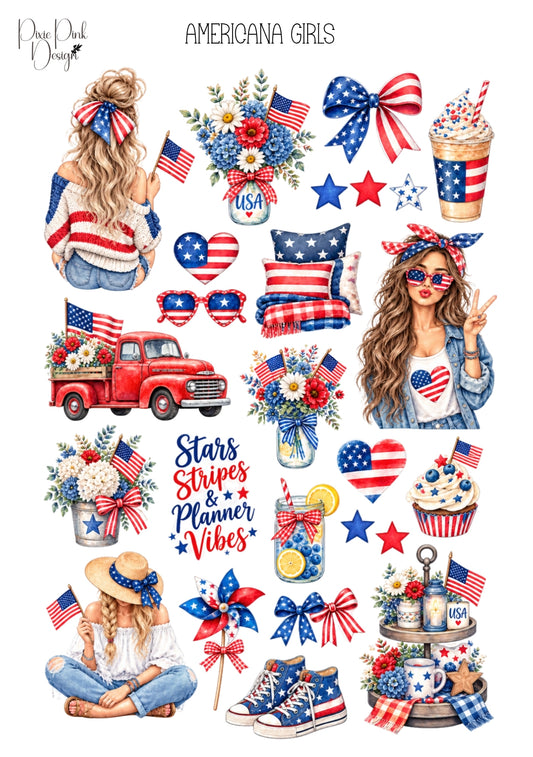*TANGIBLE* Americana Girls Sticker Sheet