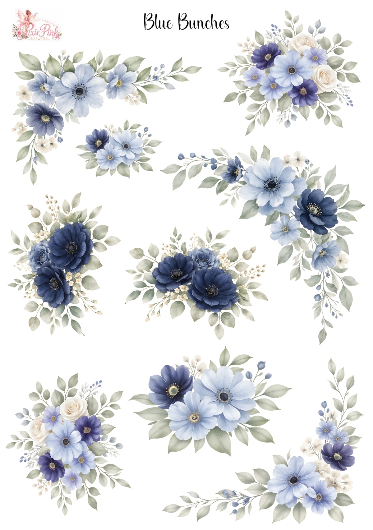 *PRINTABLE* Blue Bunches Sticker Sheet – Pixie Pink Designs