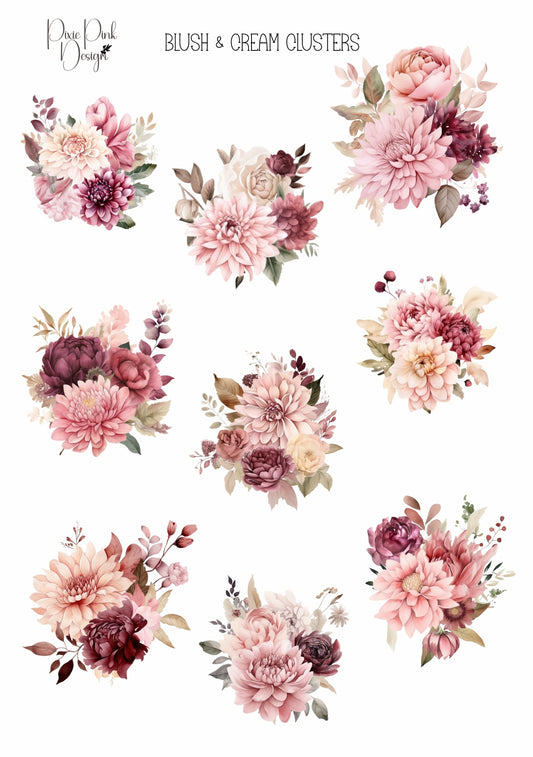 *TANGIBLE* Blush & Cream Clusters Sticker Sheet