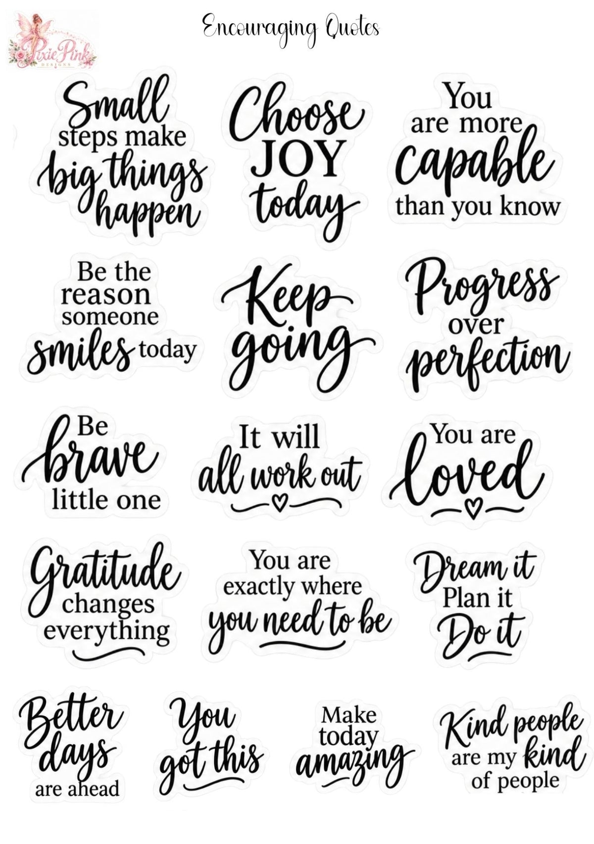 *TANGIBLE* Encouraging Quotes Sticker Sheet