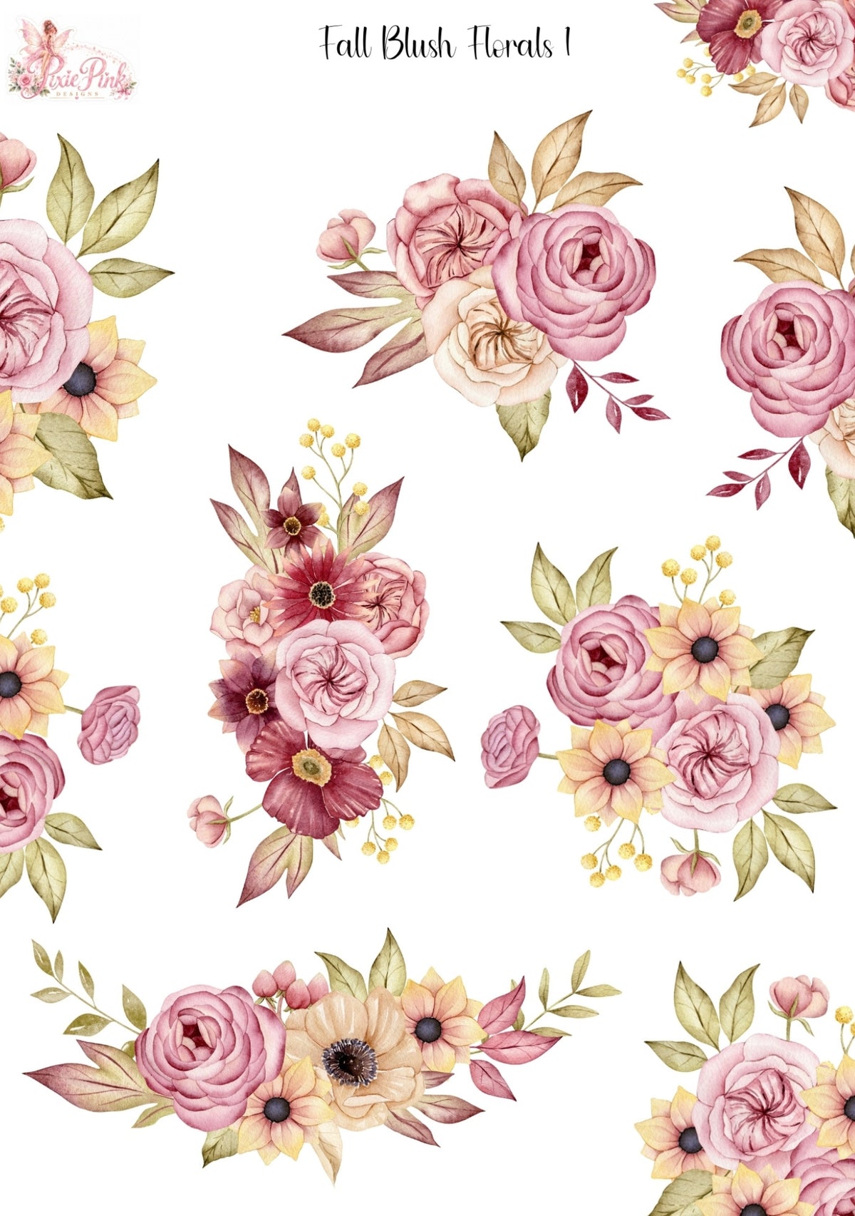*TANGIBLE* Fall Blush Florals 1 Sticker Sheet