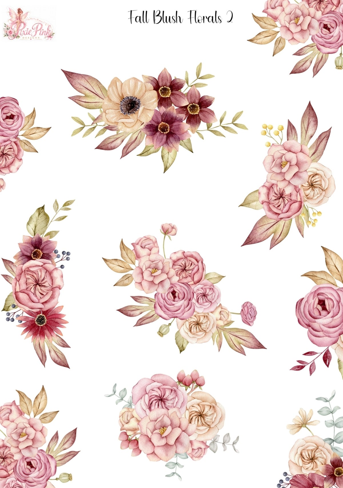 *PRINTABLE* Fall Blush Florals 2 Sticker Sheet