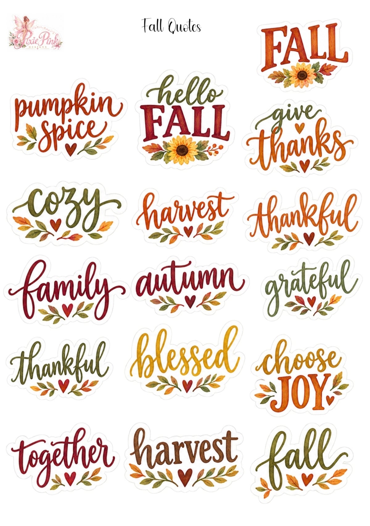 *TANGIBLE* Fall Quotes Sticker Sheet