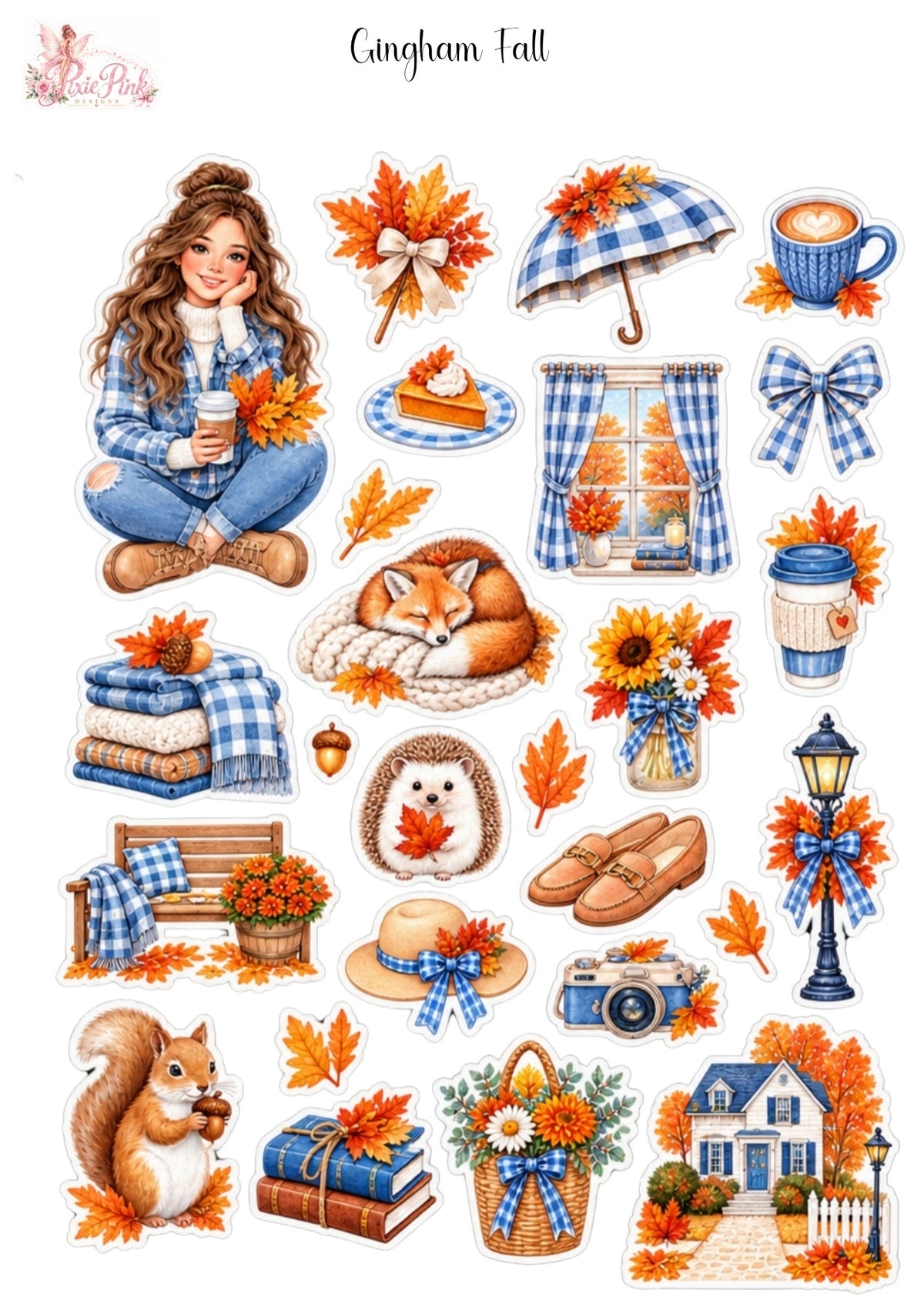 *TANGIBLE* Gingham Fall Sticker Sheet