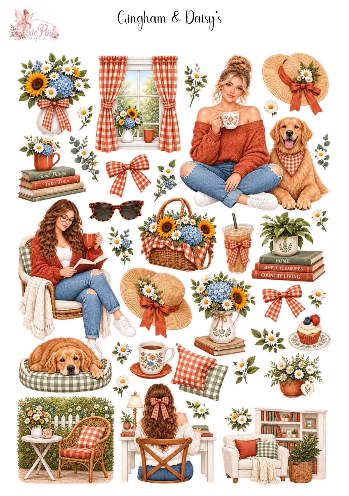 *TANGIBLE* Gingham & Daisy's Sticker Sheet
