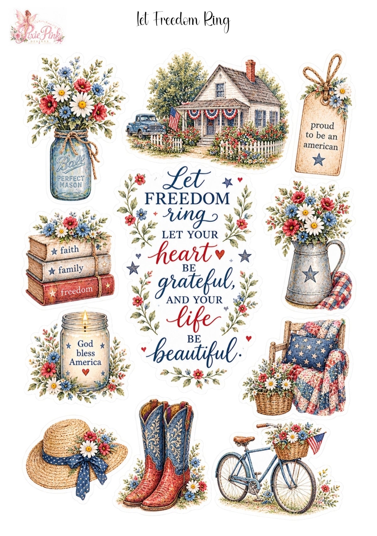*PRINTABLE* Let Freedom Ring Sticker Sheet