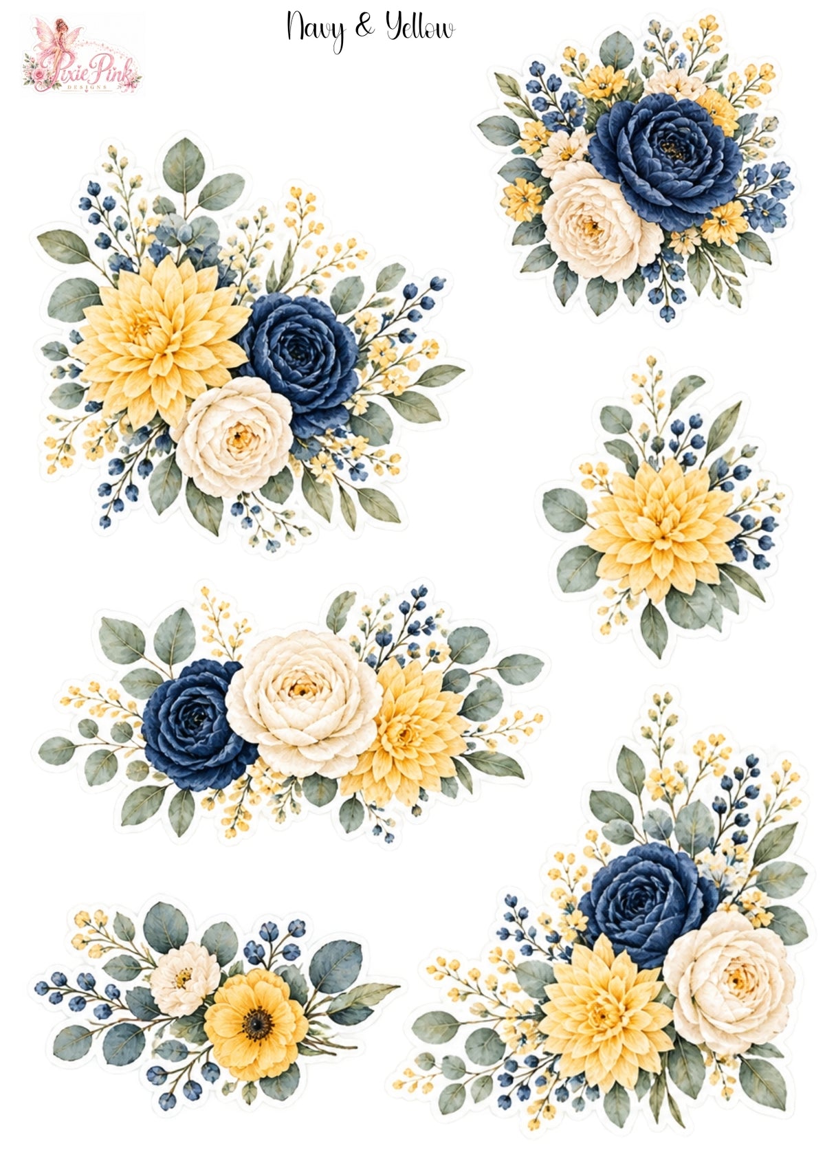 *PRINTABLE* Navy & Yellow Sticker Sheet