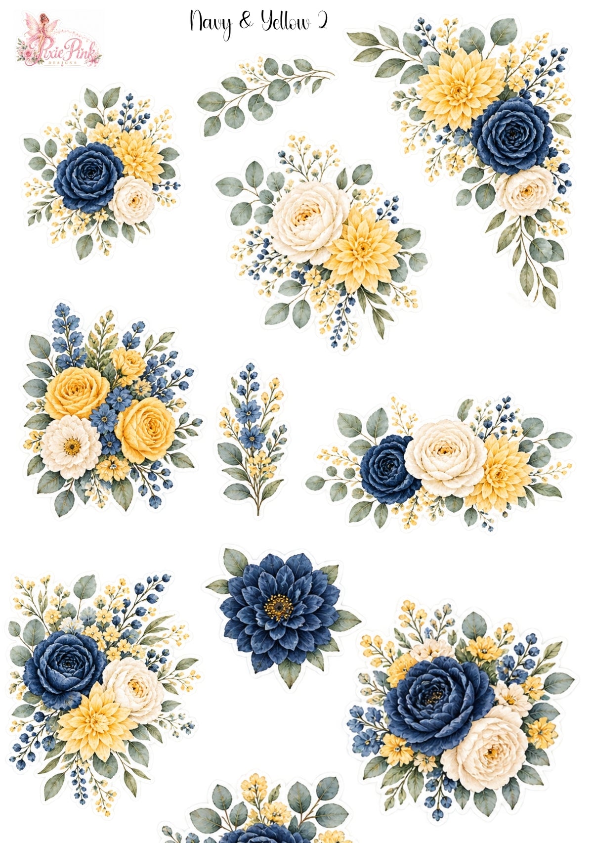 *TANGIBLE* Navy & Yellow 2 Sticker Sheet