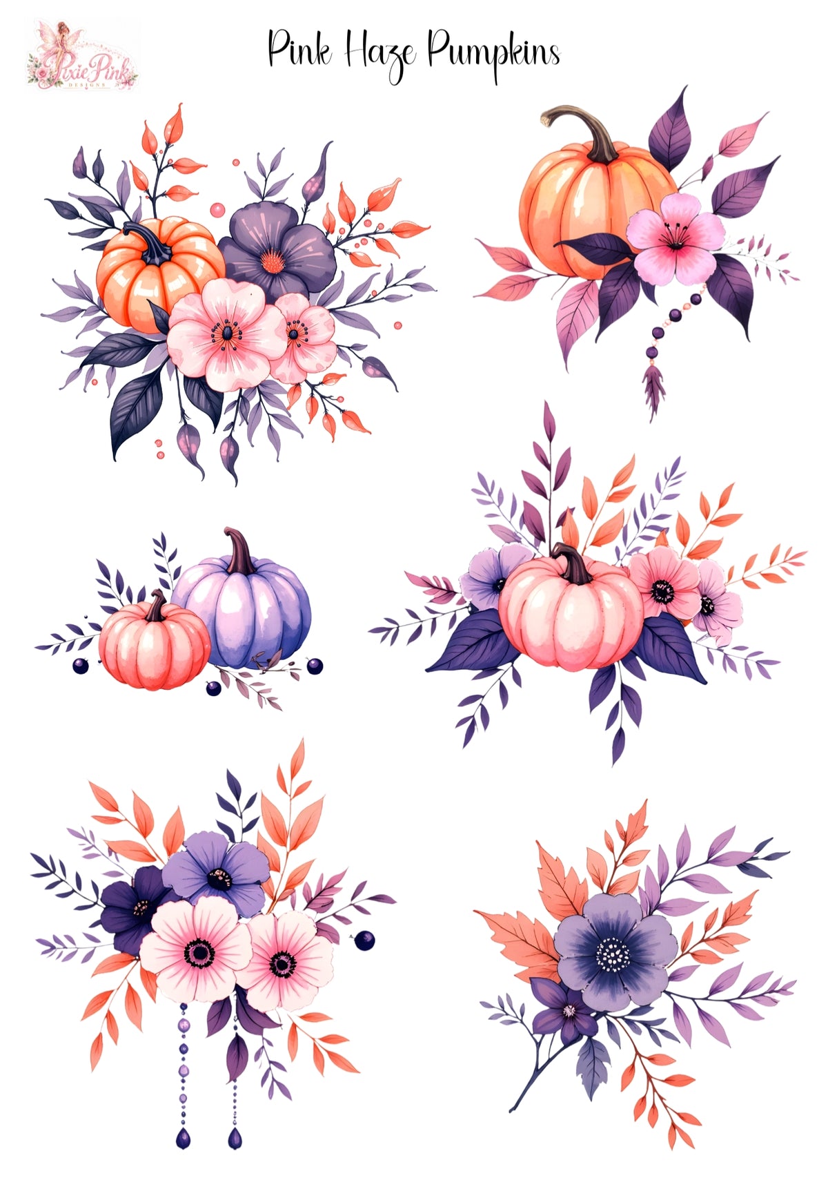 *TANGIBLE* Pink Haze Pumpkins Sticker Sheet