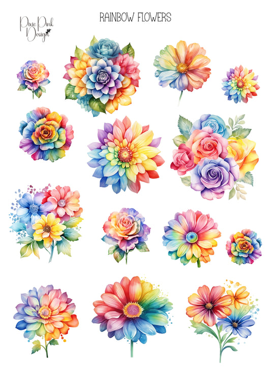 *TANGIBLE* Rainbow Flowers Sticker Sheet