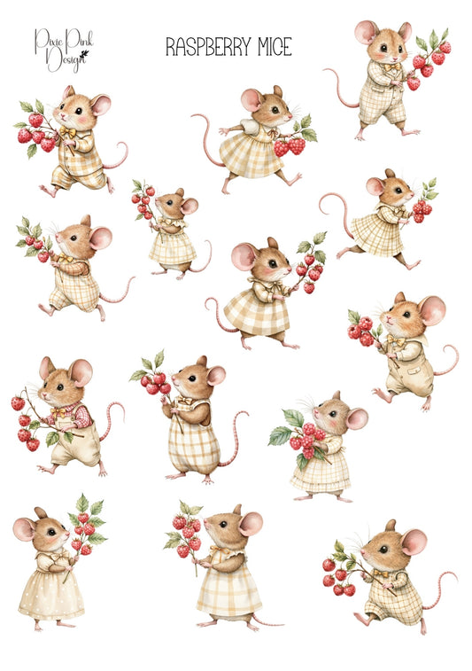 *TANGIBLE* Raspberry Mice Sticker Sheet