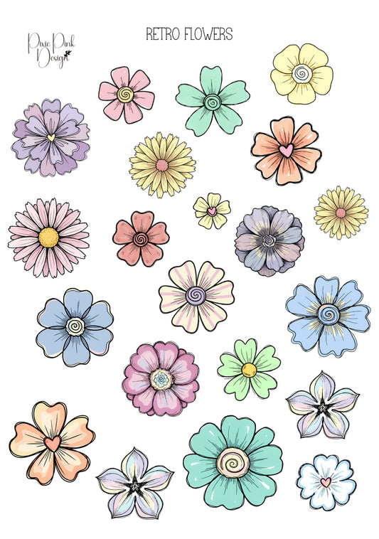 *TANGIBLE* Retro Flowers Sticker Sheet