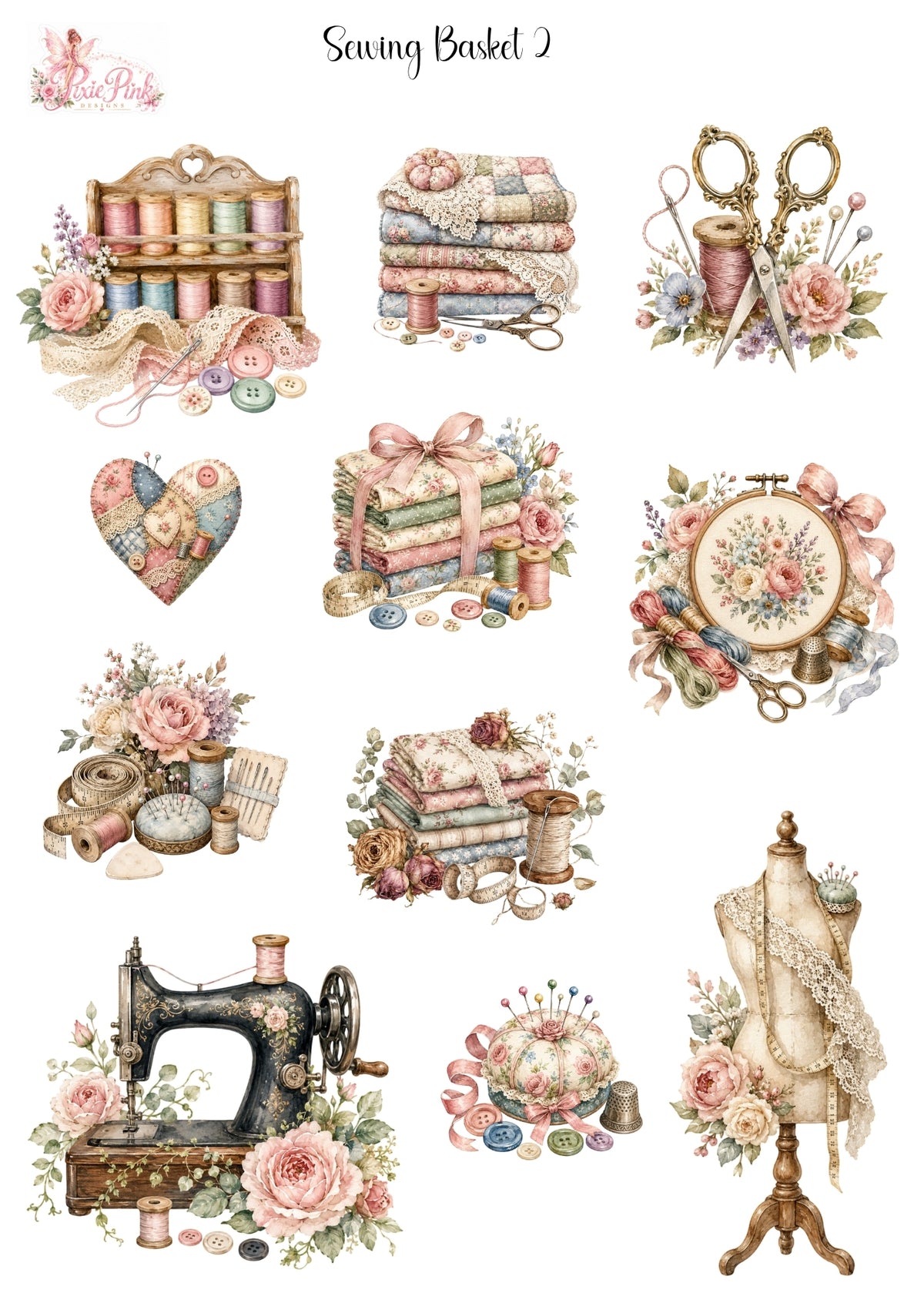 *TANGIBLE* Sewing Basket 2 Sticker Sheet