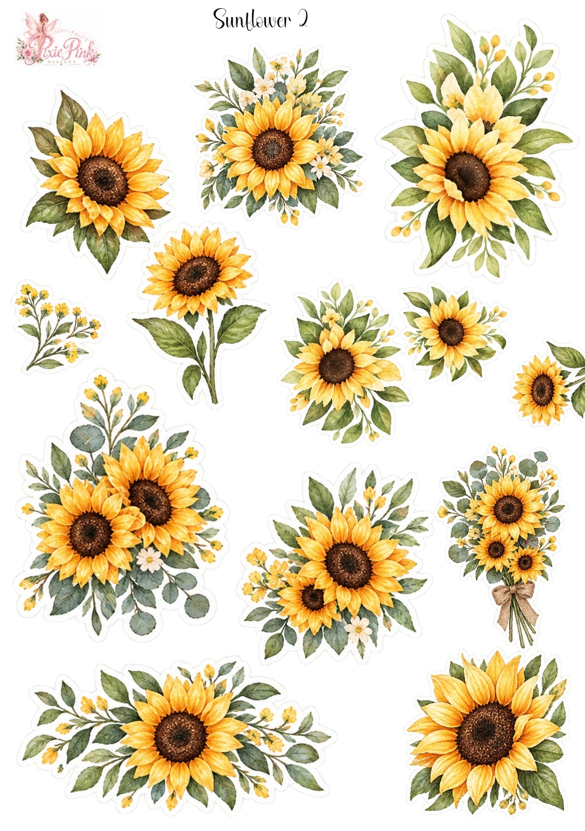 *PRINTABLE* Sunflowers 2 Sticker Sheet