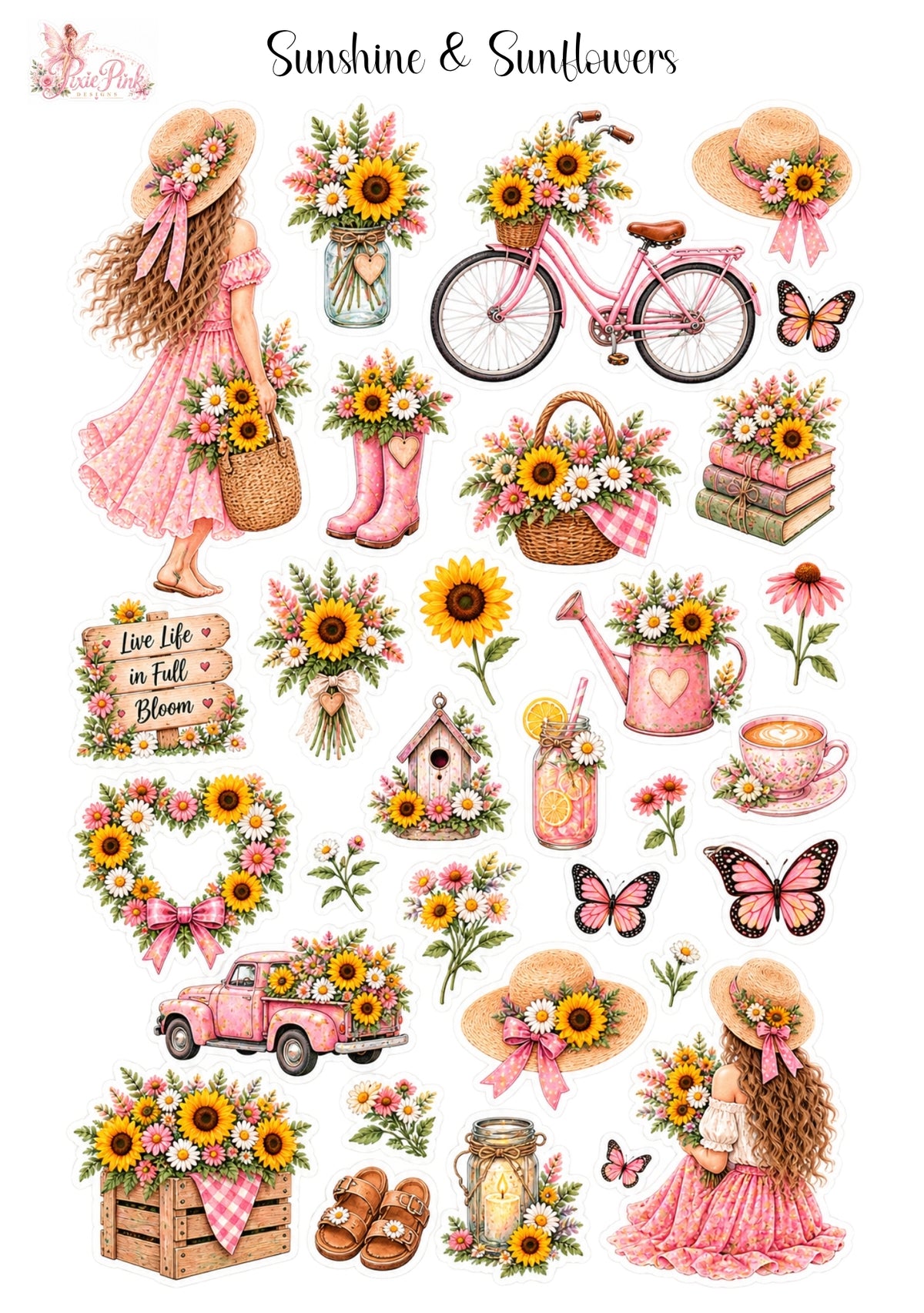 *TANGIBLE* Sunshine & Sunflowers Sticker Sheet