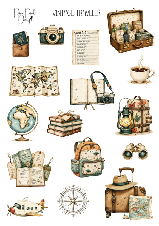 *TANGIBLE* Vintage Traveler Sticker Sheet