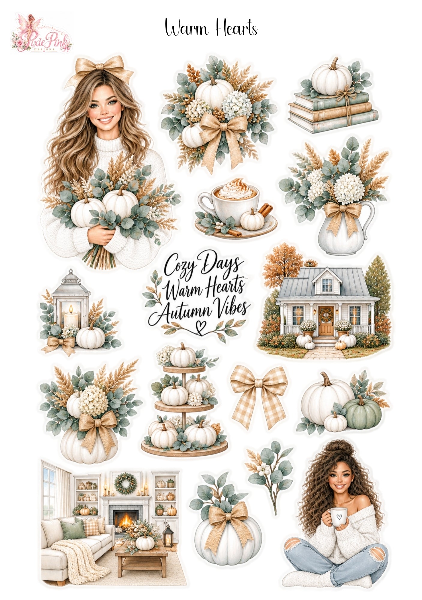 *PRINTABLE* Warm Hearts Sticker Sheet – Pixie Pink Designs