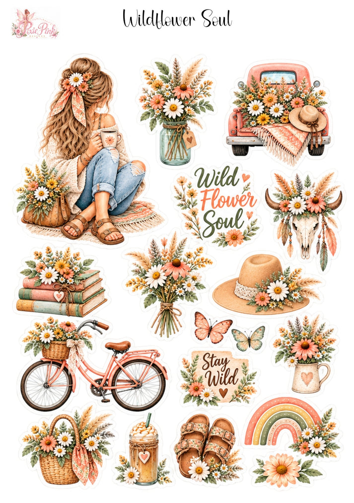*PRINTABLE* Wildflower Soul Sticker Sheet – Pixie Pink Designs