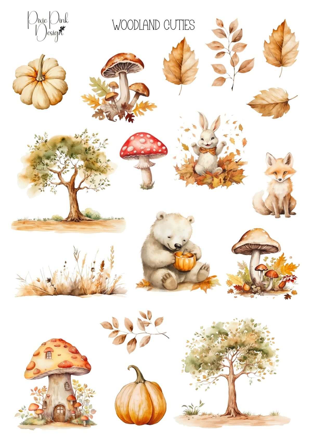 PRINTABLE* Woodland Cuties Sticker Sheet – Pixie Pink Designs