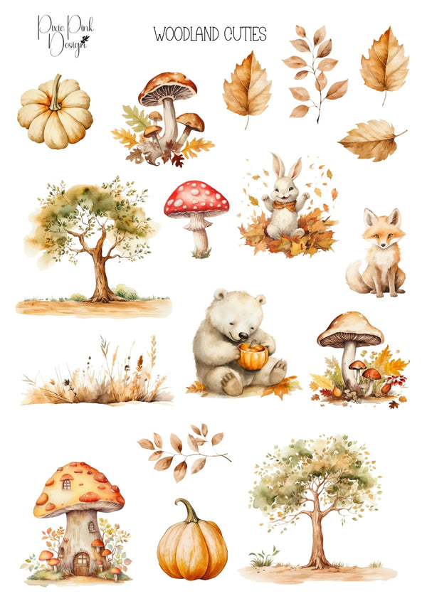 PRINTABLE* Woodland Cuties Sticker Sheet – Pixie Pink Designs
