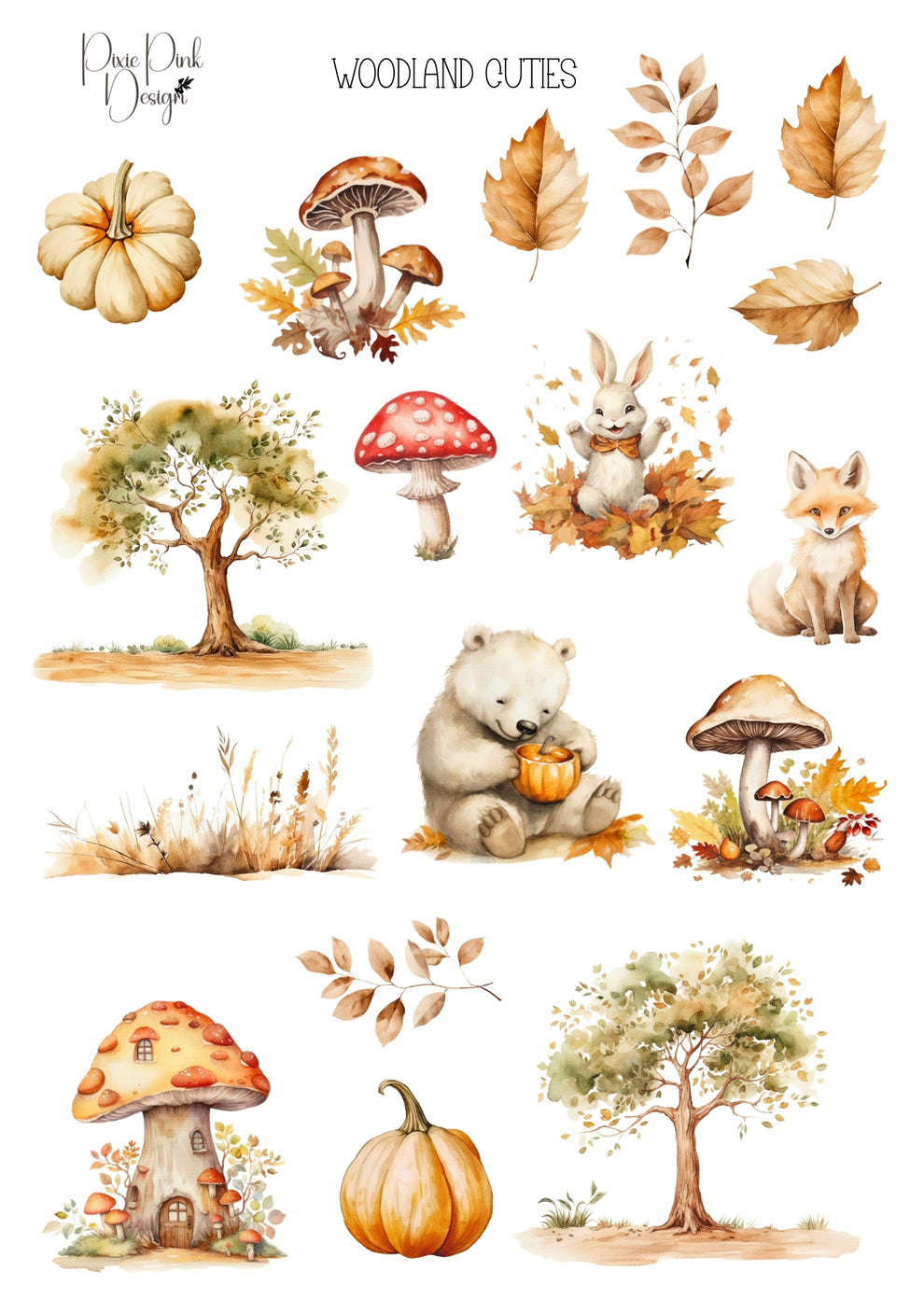 PRINTABLE* Woodland Cuties Sticker Sheet – Pixie Pink Designs