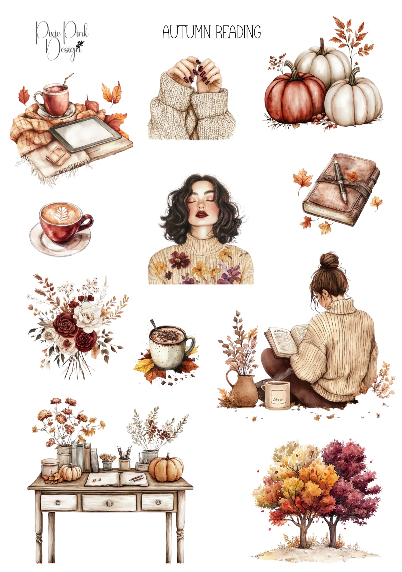 *PRINTABLE* Autumn Reading Sticker Sheet – Pixie Pink Designs