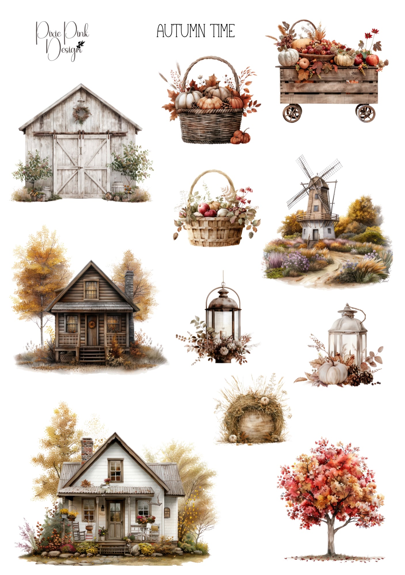 *PRINTABLE* Autumn Time Sticker Sheet – Pixie Pink Designs
