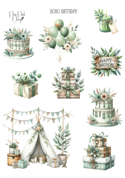 *TANGIBLE* Boho birthday Sticker Sheet