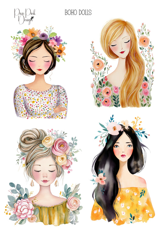 *TANGIBLE* Boho Dolls Sticker Sheet