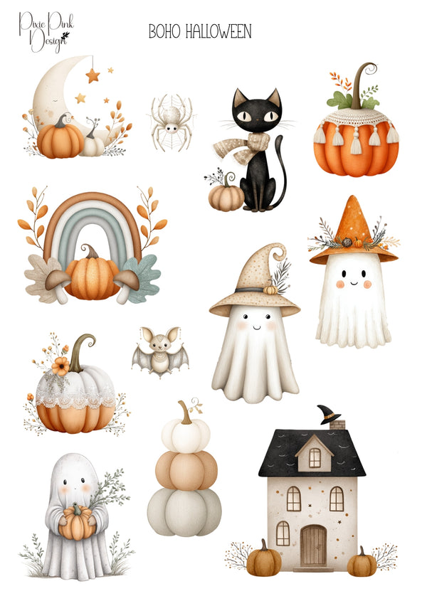 *PRINTABLE* Boho Halloween Sticker Sheet – Pixie Pink Designs