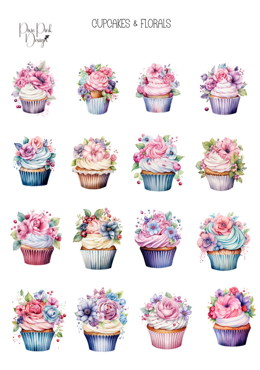 *TANGIBLE* Cupcakes & Florals Sticker Sheet