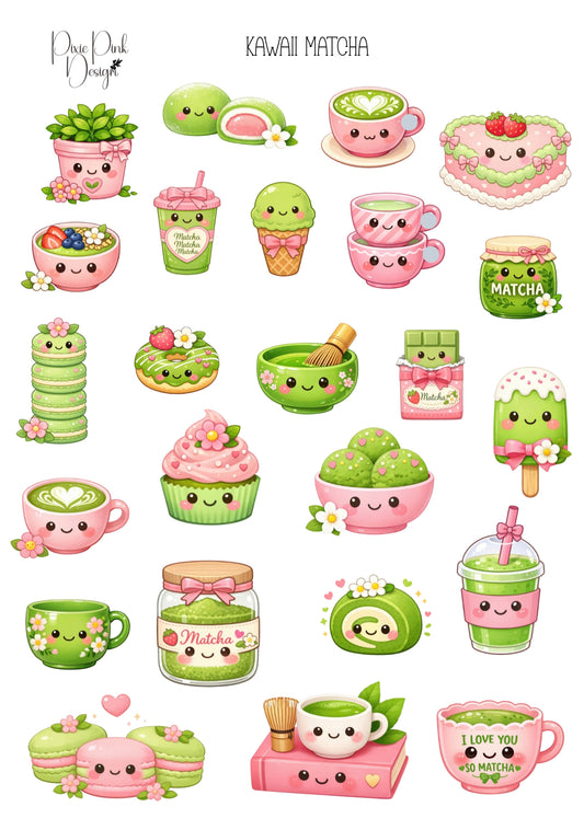 *TANGIBLE* Kawaii Matcha Sticker Sheet