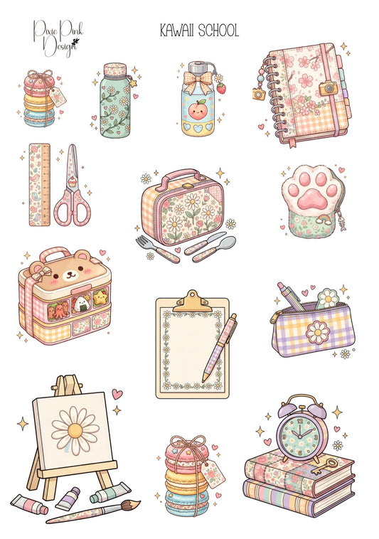 *TANGIBLE* Kawaii School Sticker Sheet