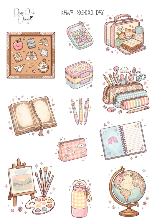 *TANGIBLE* Kawaii School Day Sticker Sheet