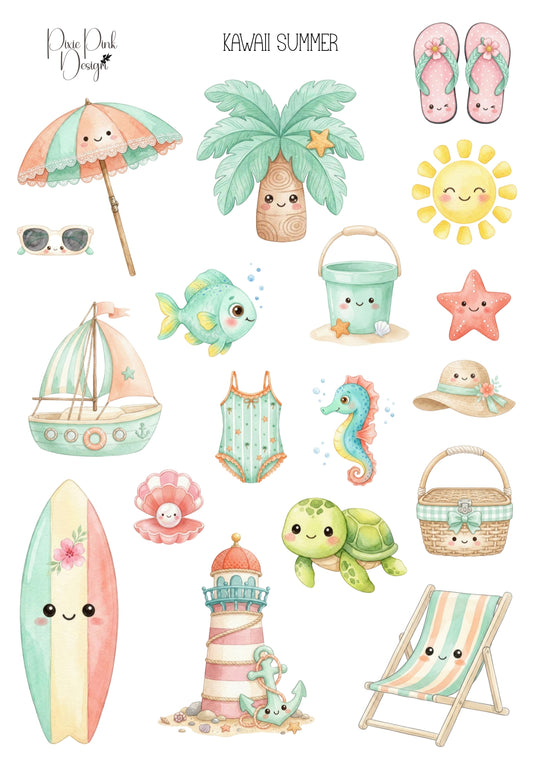 *TANGIBLE* Kawaii Summer Sticker Sheet