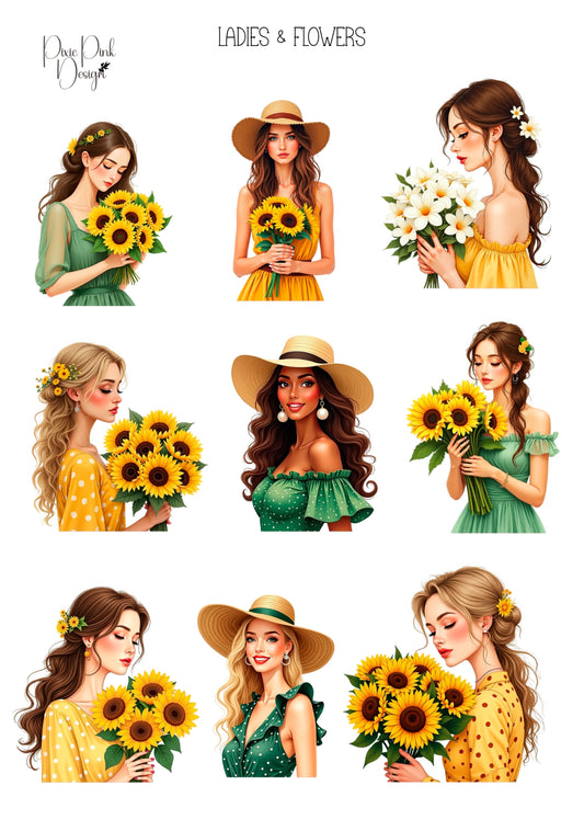 *TANGIBLE* Ladies & Flowers Sticker Sheet