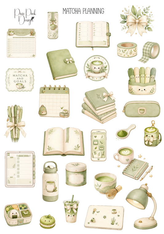 *TANGIBLE* Matcha Planning Sticker Sheet