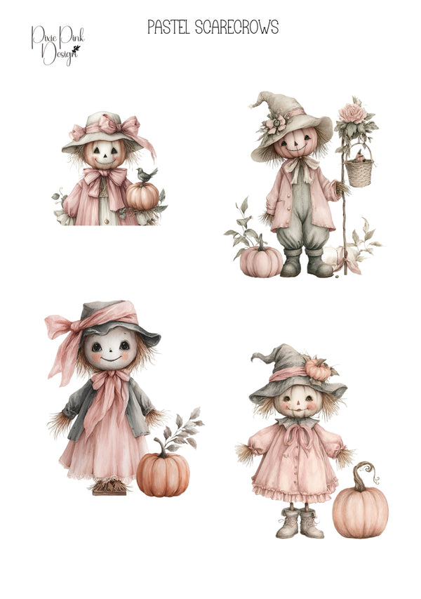 *PRINTABLE* Pastel Scarecrows Sticker Sheet – Pixie Pink Designs