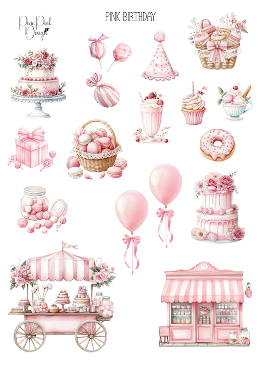 *TANGIBLE* Pink Birthday Sticker Sheet