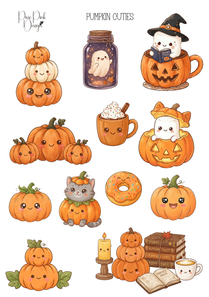 *PRINTABLE* Pumpkin Cuties Sticker Sheet – Pixie Pink Designs