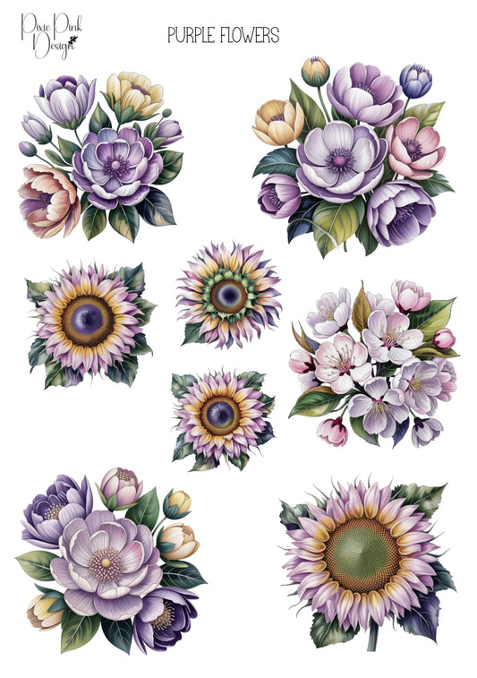 *TANGIBLE* Purple Flowers Sticker Sheet